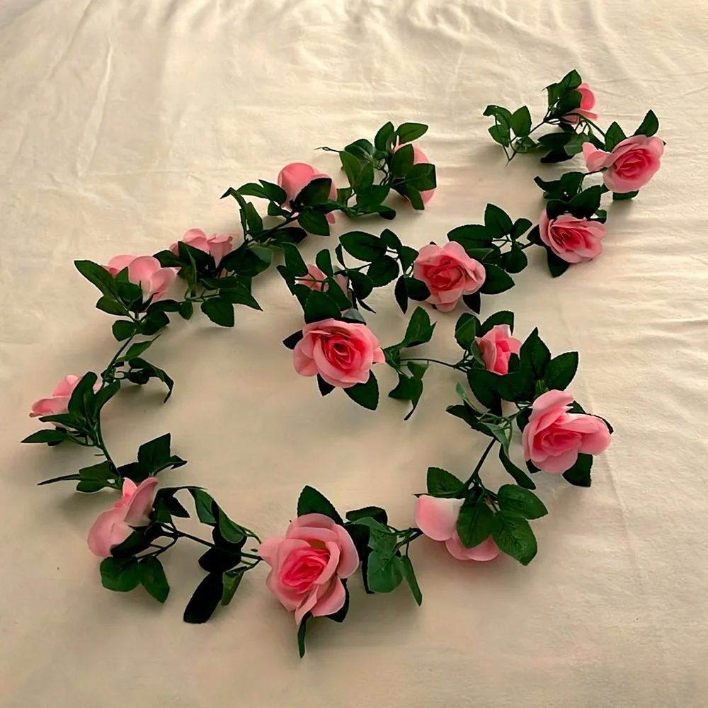 Lot of Pink Rose Garland Decor